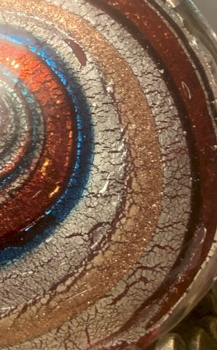 superbe pendentif rond verre artistique irisé Murano vintage