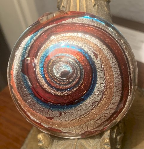 superbe pendentif rond verre artistique irisé Murano vintage