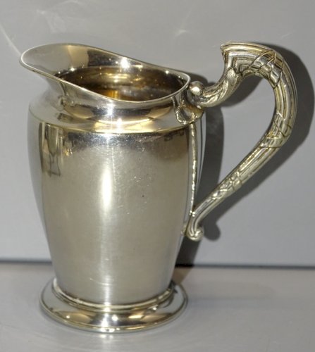 -SUPERBE PETIT POT A CREME / LAIT METAL ARGENTE CHRISTOFLE ANSE RUBANS CROISES D