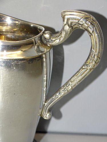 -SUPERBE PETIT POT A CREME / LAIT METAL ARGENTE CHRISTOFLE ANSE RUBANS CROISES D