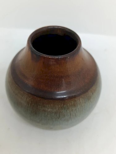 superbe petit vase boule en grès glaçure dégradé poinçon A en bon état