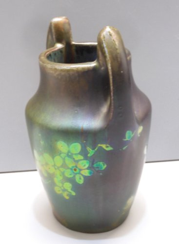 -SUPERBE PETIT VASE CERAMIQUE IRISEE & avec PETITES FLEURS  signé MONTIERES   D