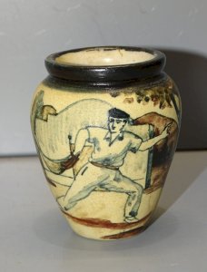 -SUPERBE PETIT VASE MINIATURE CIBOURE Signé H.TOUTON COLLECTION VITRINE Déco  D