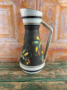 Stunning vintage decorative pitcher signed H. Bequet Quaregnon – Belgium – 1950