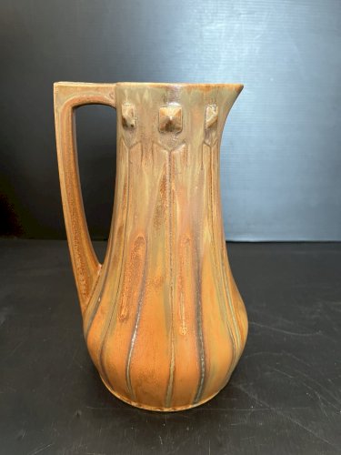 Superbe Pichet Denbac ? grès flammé à coulures 1930 Art Déco