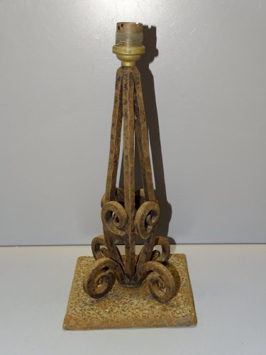 -SUPERBE PIED de LAMPE Fer Forgé ART DECO A ELECTRIFIER et NETTOYER COLLECTION D