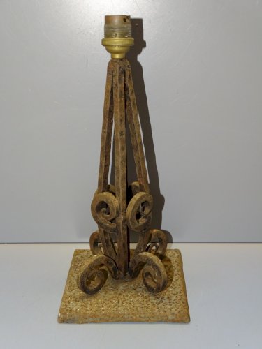 -SUPERBE PIED de LAMPE Fer Forgé ART DECO A ELECTRIFIER et NETTOYER COLLECTION D