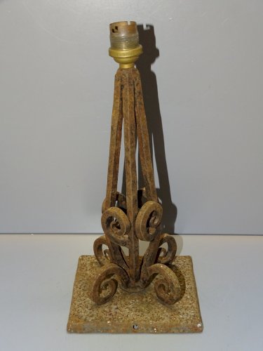 -SUPERBE PIED de LAMPE Fer Forgé ART DECO A ELECTRIFIER et NETTOYER COLLECTION D