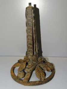 - BEAUTIFUL WROUGHT IRON FOOT WITH LEAVES & BUDS CHESTNUT Taste E BRANDT unsigned D