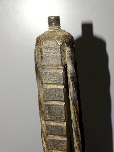 -SUPERBE PIED FER FORGE FEUILLES & BOGUES CHATAIGNIER Goût E BRANDT non signé  D