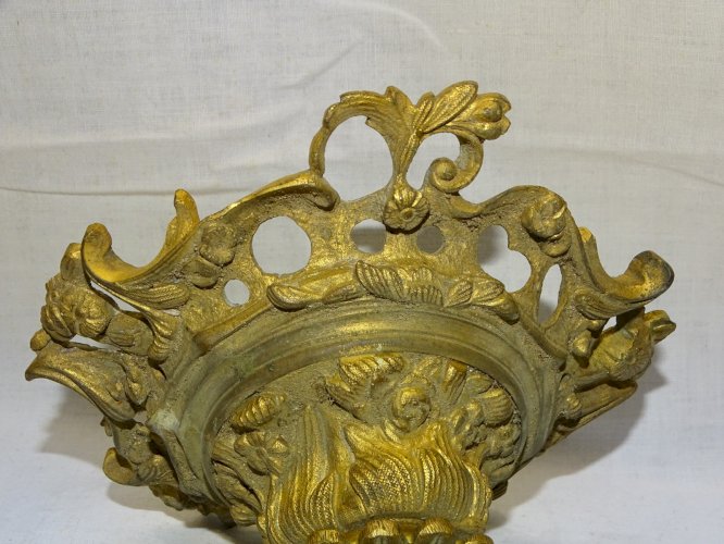 -SUPERBE PLAFONNIER en BRONZE à décor de FLEURS et FEUILLAGES JUS GRENIER    D