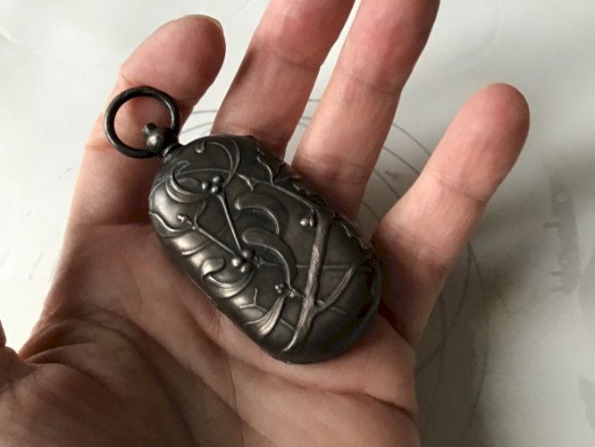 Superbe porte louis Argent 800 fin XIX° Début 1900 art nouveau fleurs de gui