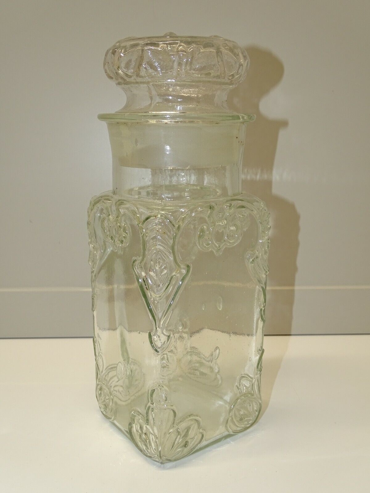 Petit Pot à Lait En Verre Moulé Bleu, Déco Shabby Chic