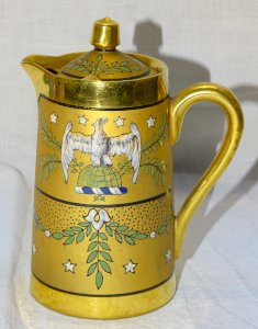 SUPERB CREAMER MILK POT LIMOGES LATE 19th CENTURY COMMEMORATIVE U.S.A signed E DUMAS D