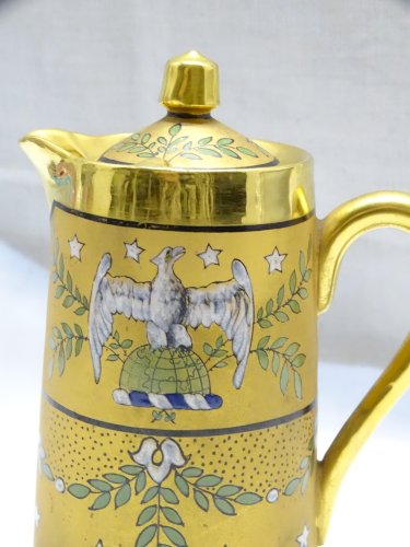 -SUPERBE POT A LAIT A CREME LIMOGES FIN XIXe COMMEMORATIF U.S.A signé E DUMAS  D