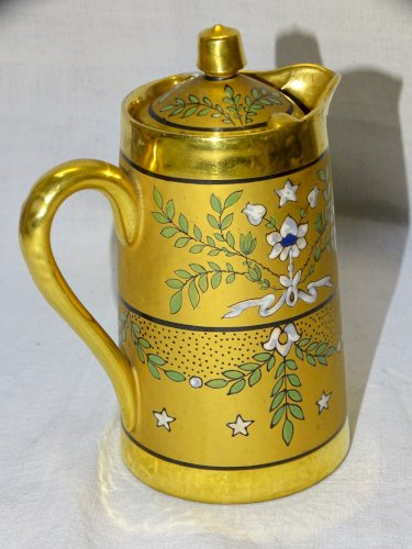 -SUPERBE POT A LAIT A CREME LIMOGES FIN XIXe COMMEMORATIF U.S.A signé E DUMAS  D