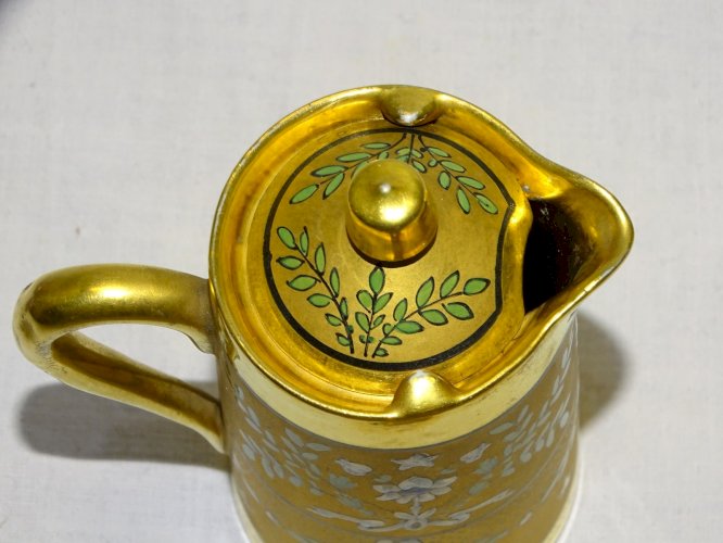 -SUPERBE POT A LAIT A CREME LIMOGES FIN XIXe COMMEMORATIF U.S.A signé E DUMAS  D