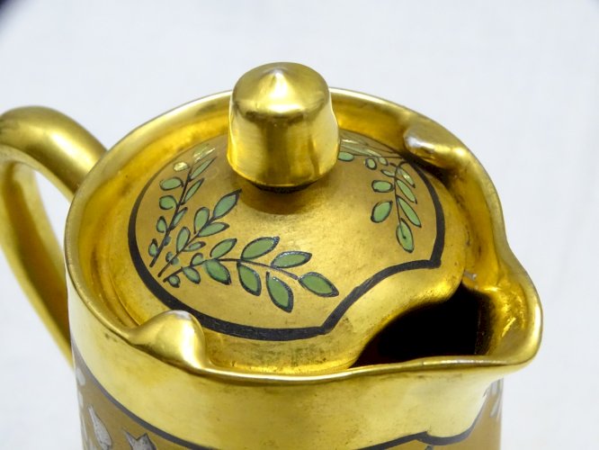 -SUPERBE POT A LAIT A CREME LIMOGES FIN XIXe COMMEMORATIF U.S.A signé E DUMAS  D