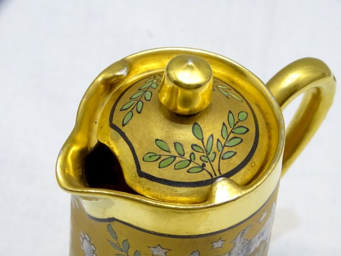 -SUPERBE POT A LAIT A CREME LIMOGES FIN XIXe COMMEMORATIF U.S.A signé E DUMAS  D