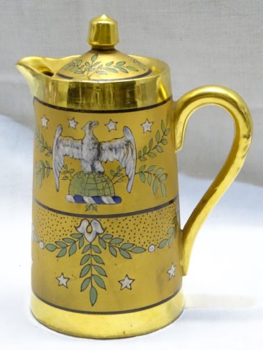 -SUPERBE POT A LAIT A CREME LIMOGES FIN XIXe COMMEMORATIF U.S.A signé E DUMAS  D