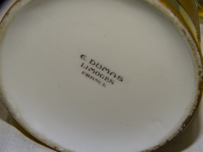-SUPERBE POT A LAIT A CREME LIMOGES FIN XIXe COMMEMORATIF U.S.A signé E DUMAS  D