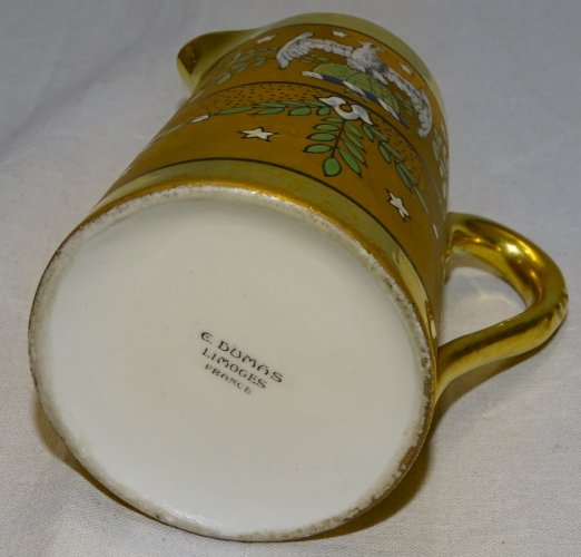 -SUPERBE POT A LAIT A CREME LIMOGES FIN XIXe COMMEMORATIF U.S.A signé E DUMAS  D