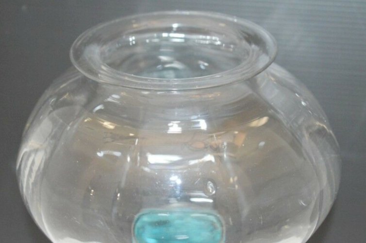 -SUPERBE POT BOCAL A SANGSUES Pieds dauphins Bleu PORTIEUX VERRE Soufflé D