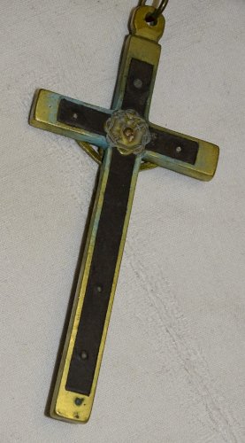 -SUPERBE ROSAIRE CROIX JESUS PERLE TETE DU CHRIST & TETE MORT OS DE BOEUF XIX  D