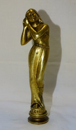 -SUPERBE SCEAU EN BRONZE "ECCHO" NYMPHE  ART NOUVEAU  MANQUE LA MATRICE   D