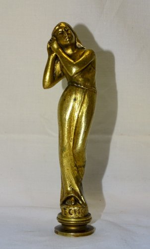-SUPERBE SCEAU EN BRONZE "ECCHO" NYMPHE  ART NOUVEAU  MANQUE LA MATRICE   D