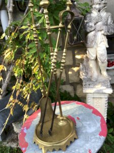 Superb BRONZE or thick brass FIREPLACE TOOLSET of excellent quality