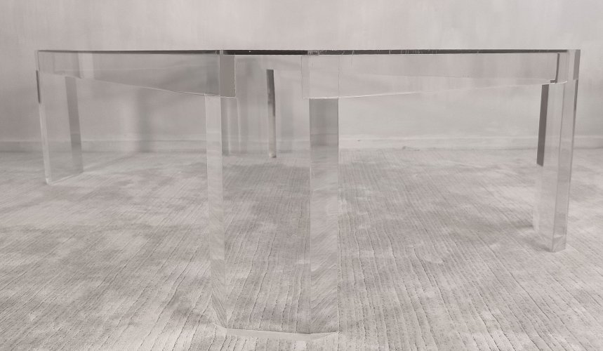 ?✨ Superbe Table basse en Altuglas et verre – signée Marc Micoud, circa 1970 ✨?