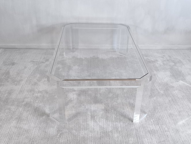 ?✨ Superbe Table basse en Altuglas et verre – signée Marc Micoud, circa 1970 ✨?