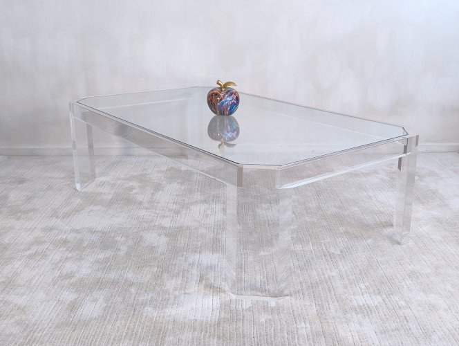 ?✨ Superbe Table basse en Altuglas et verre – signée Marc Micoud, circa 1970 ✨?