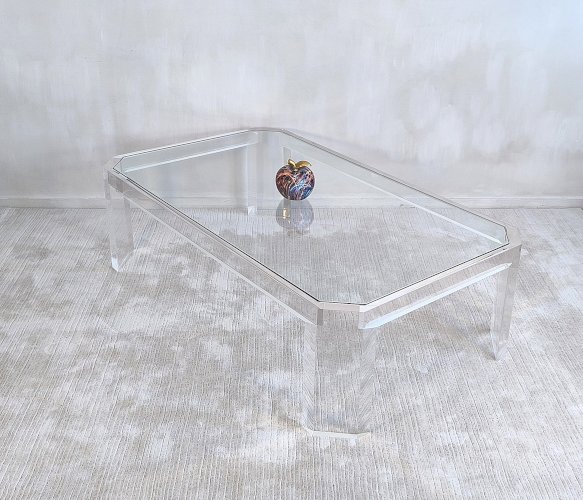?✨ Superbe Table basse en Altuglas et verre – signée Marc Micoud, circa 1970 ✨?