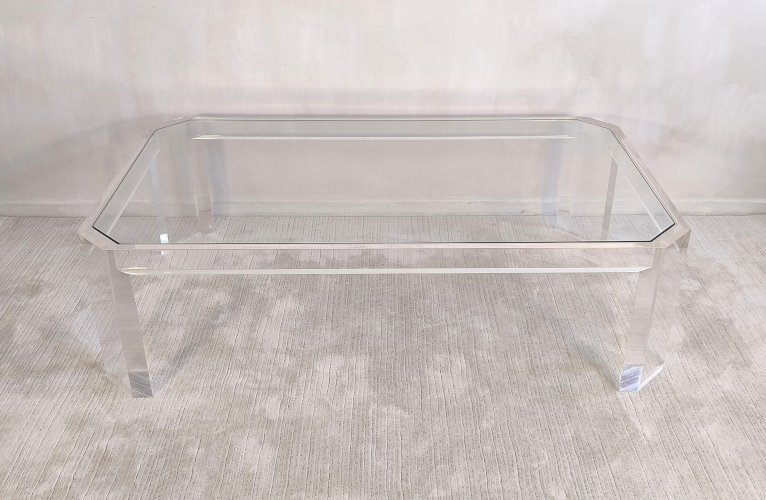 ?✨ Superbe Table basse en Altuglas et verre – signée Marc Micoud, circa 1970 ✨?