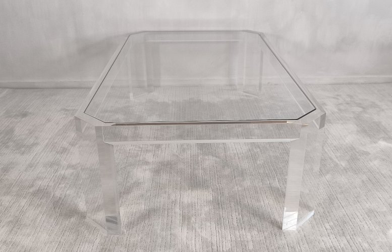 ?✨ Superbe Table basse en Altuglas et verre – signée Marc Micoud, circa 1970 ✨?