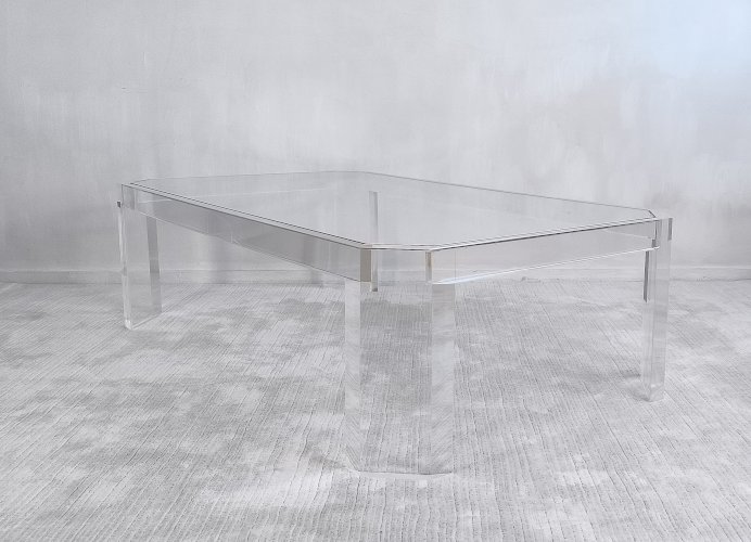 ?✨ Superbe Table basse en Altuglas et verre – signée Marc Micoud, circa 1970 ✨?