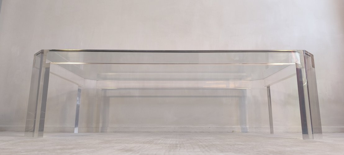 ?✨ Superbe Table basse en Altuglas et verre – signée Marc Micoud, circa 1970 ✨?
