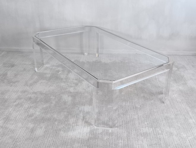 ?✨ Superbe Table basse en Altuglas et verre – signée Marc Micoud, circa 1970 ✨?