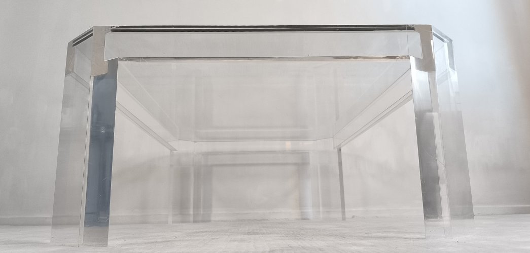 ?✨ Superbe Table basse en Altuglas et verre – signée Marc Micoud, circa 1970 ✨?