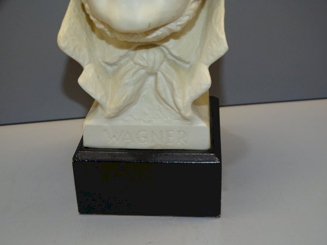 -SUPERBE TETE de WAGNER BISCUIT SOCLE BOIS PEINT NOIR COLLECTION DECO VITRINE  D