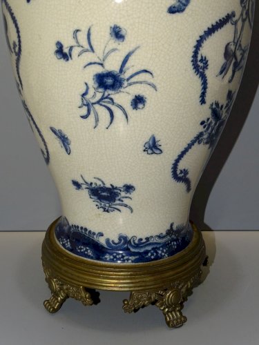 -SUPERBE VASE CERAMIQUE CRAQUELEE SOCLE BRONZE XXe D'après WONG LEE 1895   D