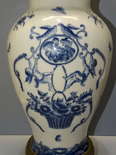 -SUPERBE VASE CERAMIQUE CRAQUELEE SOCLE BRONZE XXe D'après WONG LEE 1895   D