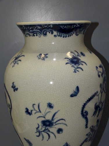 -SUPERBE VASE CERAMIQUE CRAQUELEE SOCLE BRONZE XXe D'après WONG LEE 1895   D