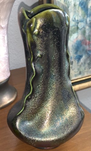 Superbe vase céramique irisée aux salamandres Austria sécession viennoise 1900
