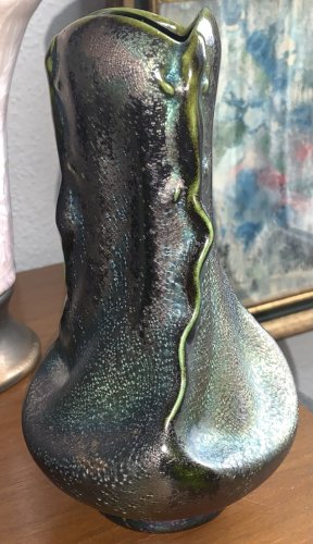 Superbe vase céramique irisée aux salamandres Austria sécession viennoise 1900