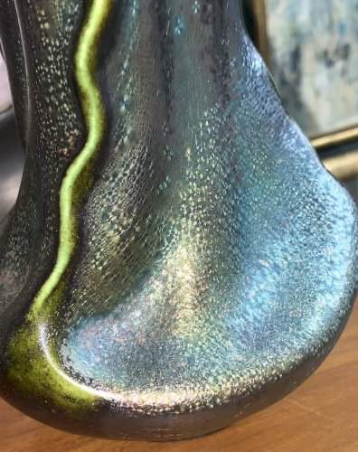 Superbe vase céramique irisée aux salamandres Austria sécession viennoise 1900