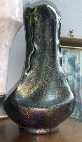 Superbe vase céramique irisée aux salamandres Austria sécession viennoise 1900