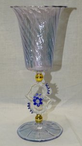 SUPERB STEMMED GLASS VENETIAN GLASS PRETTY WORKED BASE DISPLAY COLLECTION D